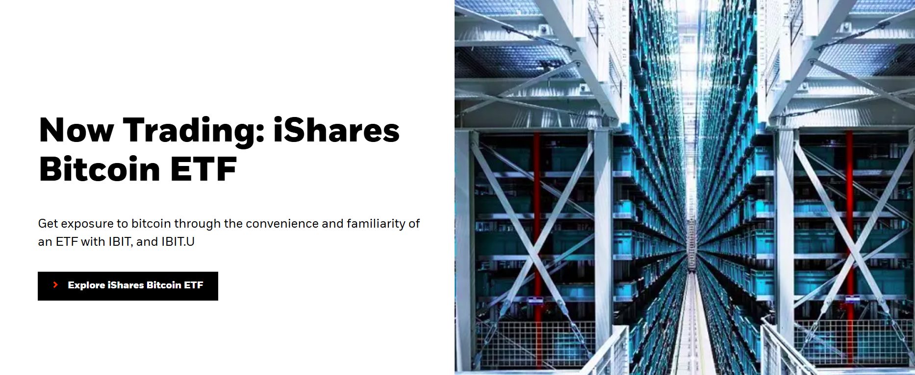 An advertisement for the launch of the iShares Bitcoin ETF